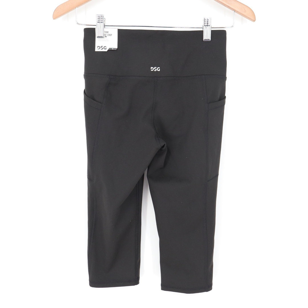 DSG Momentum Crop Womens XS Pure Black High Rise Athletic Leggings