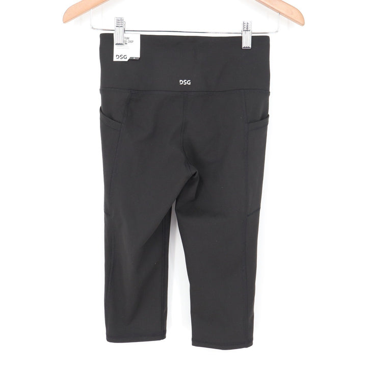 DSG Momentum Crop Womens XS Pure Black High Rise Athletic Leggings