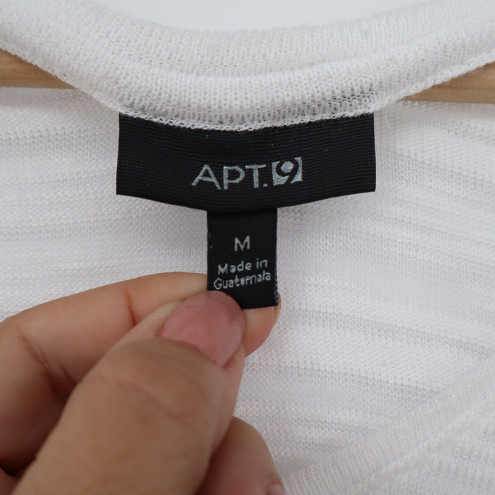Apt 9 Womens White V-Neck Lightweight Slub Burnout Knit Long Sleeve Sweater M