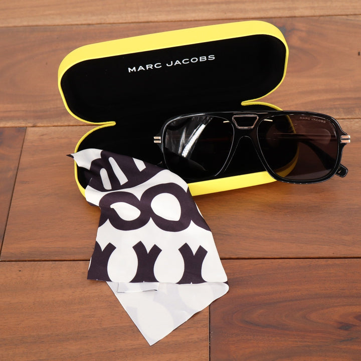 Marc Jacobs MARC 415/S Black Gold Aviator Sunglasses with Case and Cloth