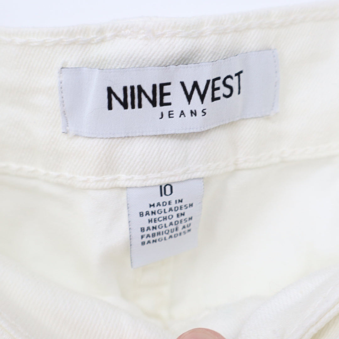 Nine West Gramercy Crop White Jeans Womens 10 High Rise Stretch Denim