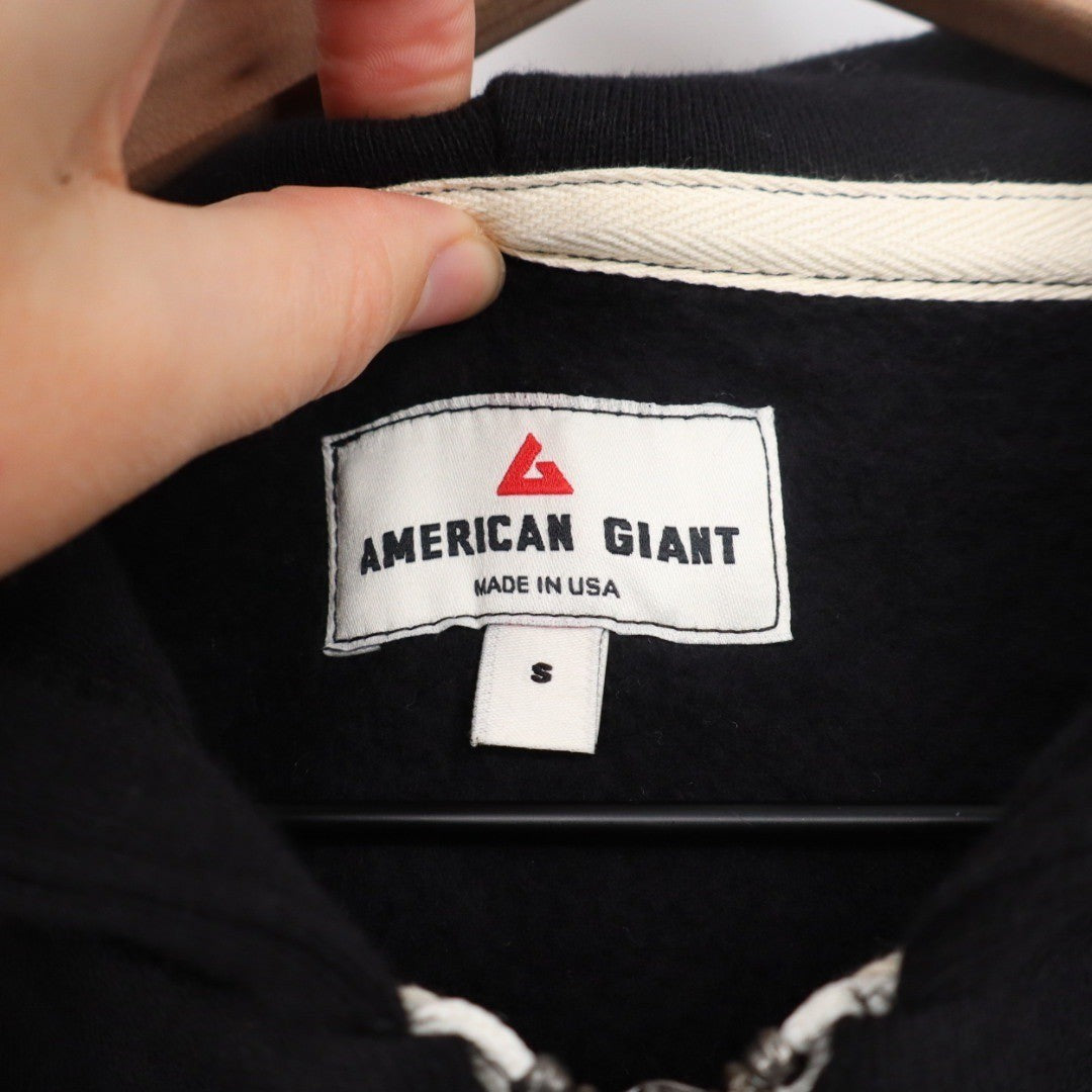 American Giant Black Full Zip Hoodie Sweatshirt Made in USA Size S