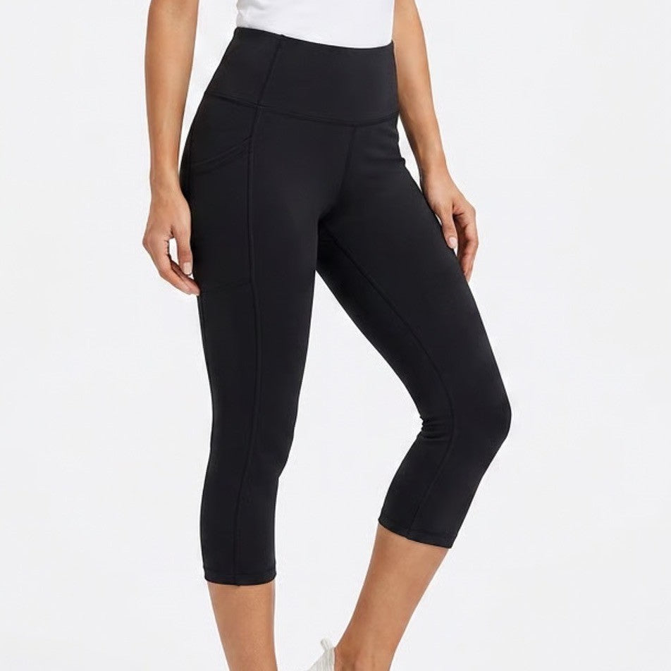 DSG Womens Momentum Crop Leggings Pure Black High Rise Pockets XXS