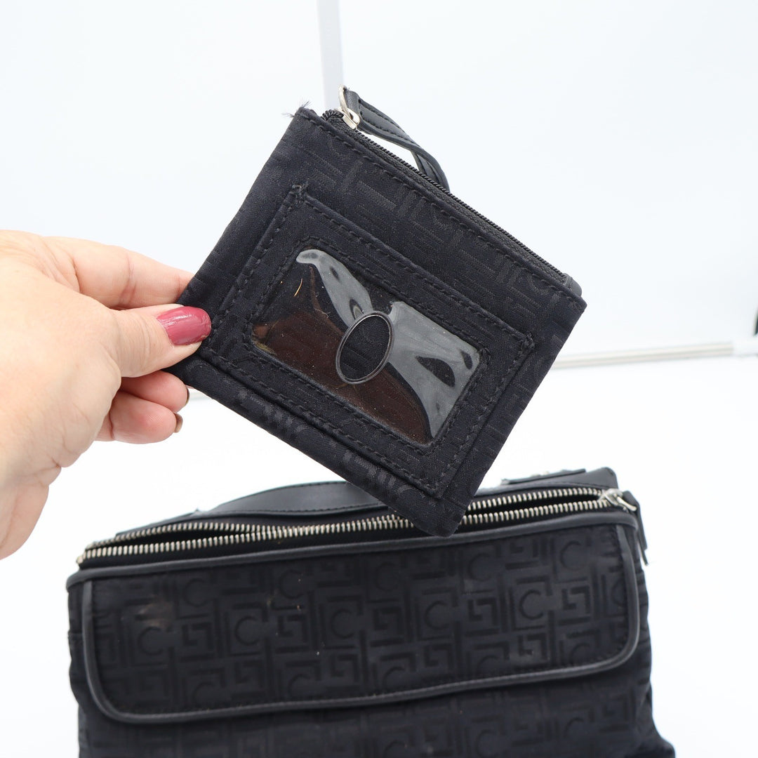 Liz Claiborne Crossbody Bag Womens OS Monogram Jacquard Black Organizer Good