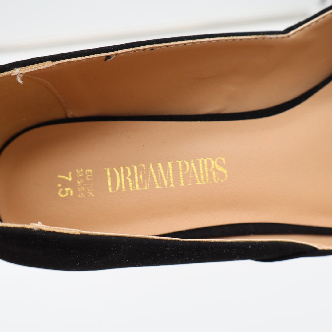 Dream Pairs Wedge Flats Womens 7.5 Revona Black Ankle Strap Pointed Toe Good