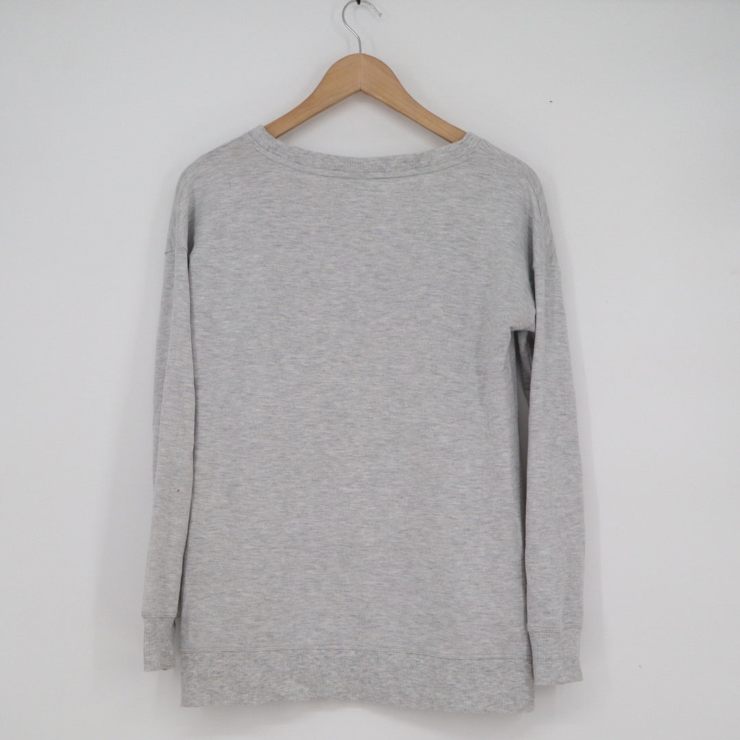 Ideology Womens Gray Heathered Crossover Hem Long Sleeve Sweatshirt XS