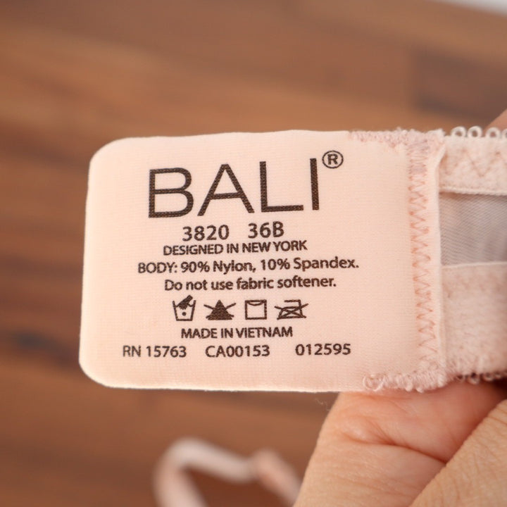 Bali Double Support Wireless Bra Womens 36B Pink Full Coverage Adjustable Straps