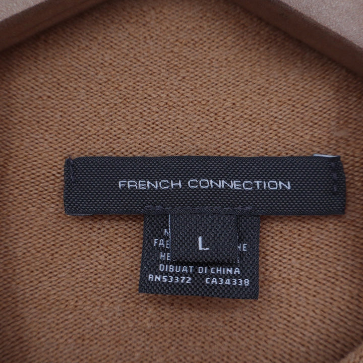 French Connection Mock Neck Sweater Camel Tan Long Sleeve Ribbed Knit L