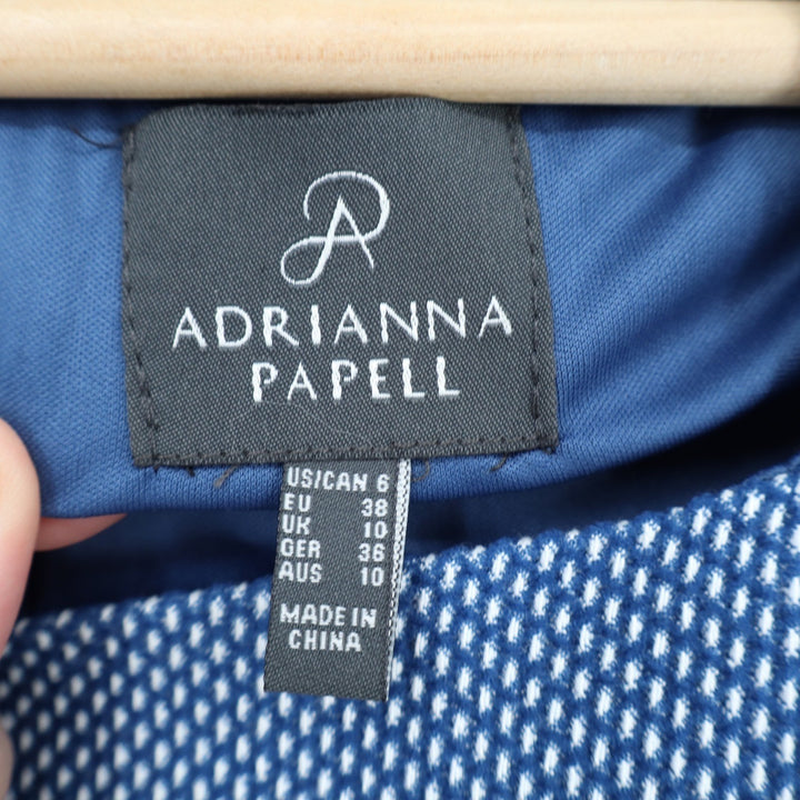 Adrianna Papell Navy Blue White Textured Square Neck Sheath Dress Size 6