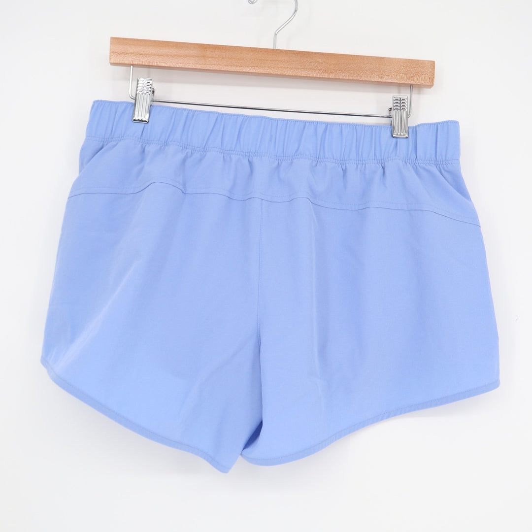 Old Navy Quick Dry Running Shorts Womens Medium Blue Zip Pockets Stretch Active