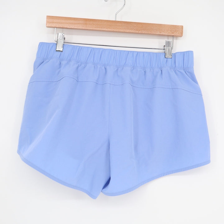 Old Navy Quick Dry Running Shorts Womens Medium Blue Zip Pockets Stretch Active