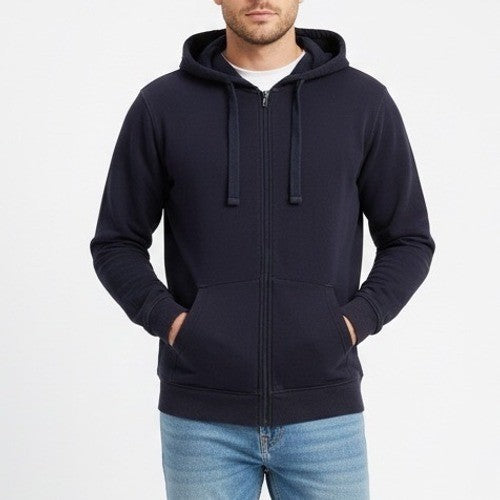 Fila Hoodie Mens Large Midnight Navy Cotton Full Zip Long Sleeve Outdoor Wear