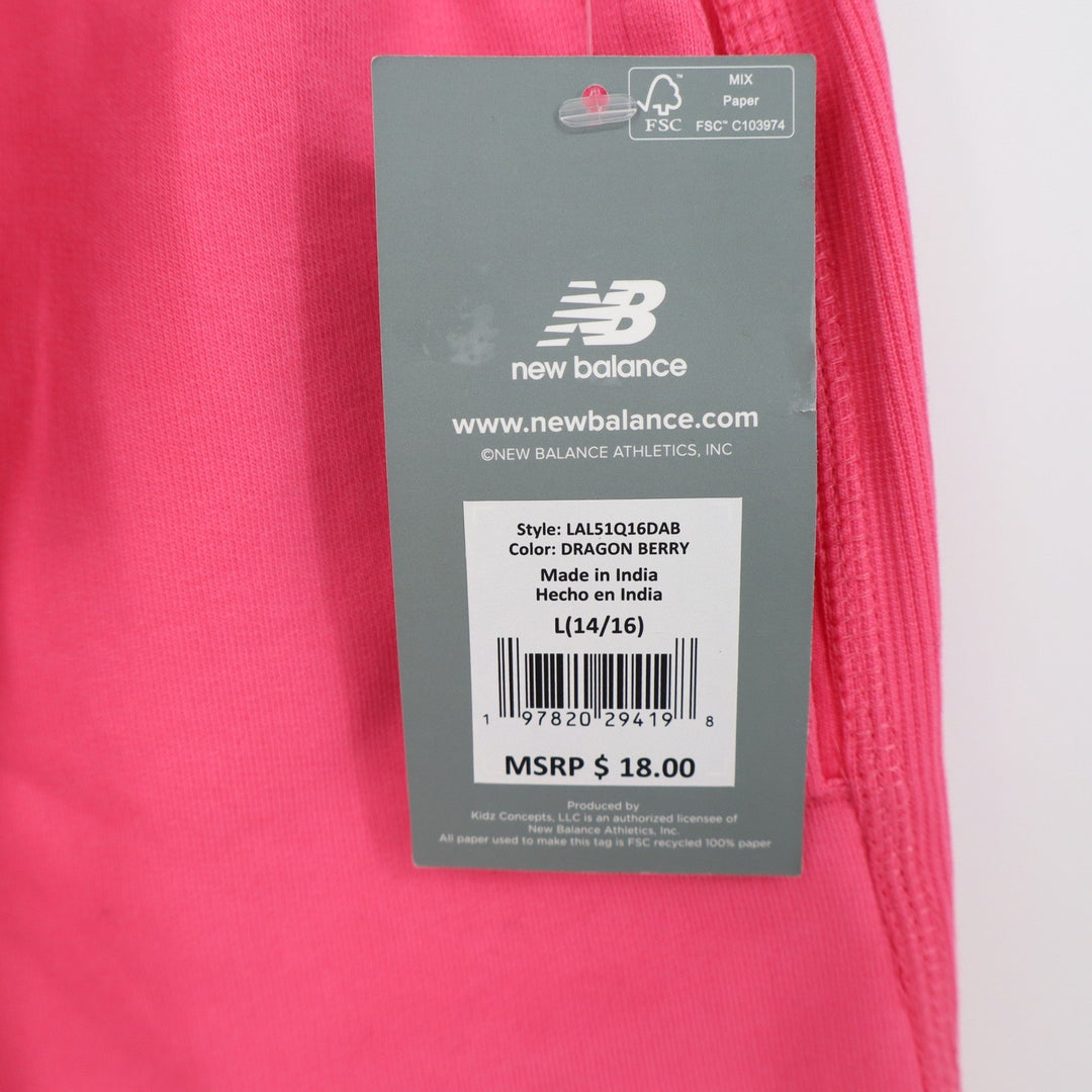 New Balance Girls Dragon Berry Pink Fleece Athletic Shorts L 14/16