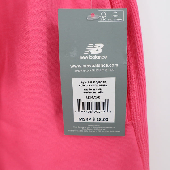 New Balance Girls Dragon Berry Pink Fleece Athletic Shorts L 14/16