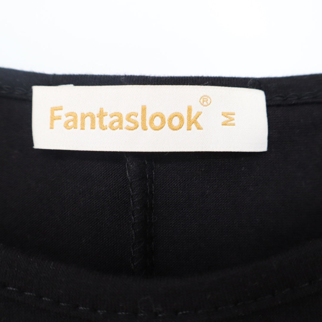 Fantaslook Black Relaxed Fit Romper Pockets Adjustable Straps Size M