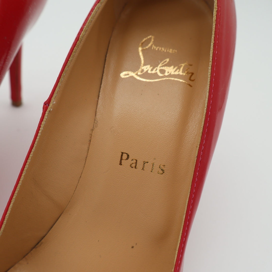 Christian Louboutin Punch Dolly Pump Womens 7.5 Red Patent Leather Stiletto Heel