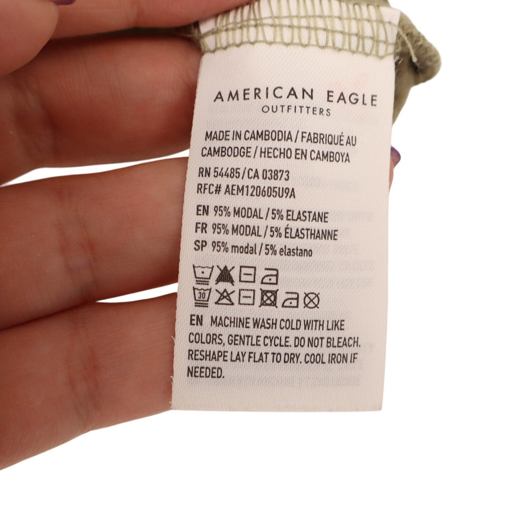 American Eagle Outfitters Soft & Sexy V Neck Tee Shirt Womens Small Olive Green