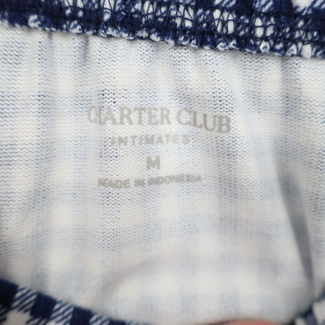 Charter Club Intimates Pajama Pants Womens Medium Blue Gingham Check Stretch
