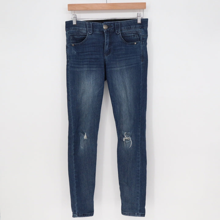 Democracy Jeans Womens 4 Ab"solution Skinny Blue Distressed Ripped Denim Good