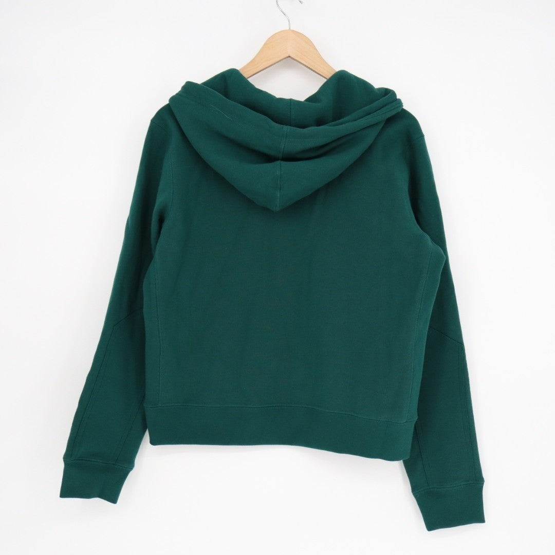American Giant Hoodie Womens Small Green Logo Fleece Lined Cotton Warm Full Zip