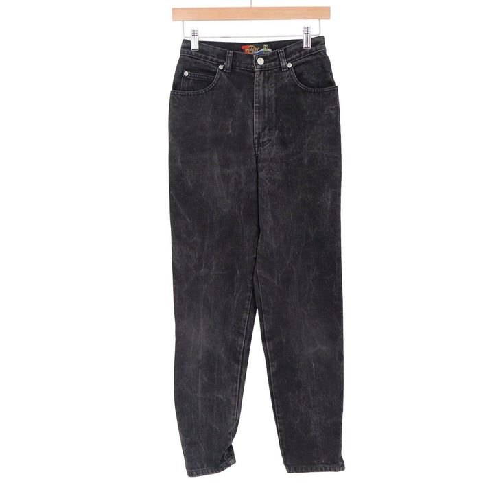 Sasson Vintage High Waisted Tapered Acid Wash Black Ankle Zip Jeans Size 6