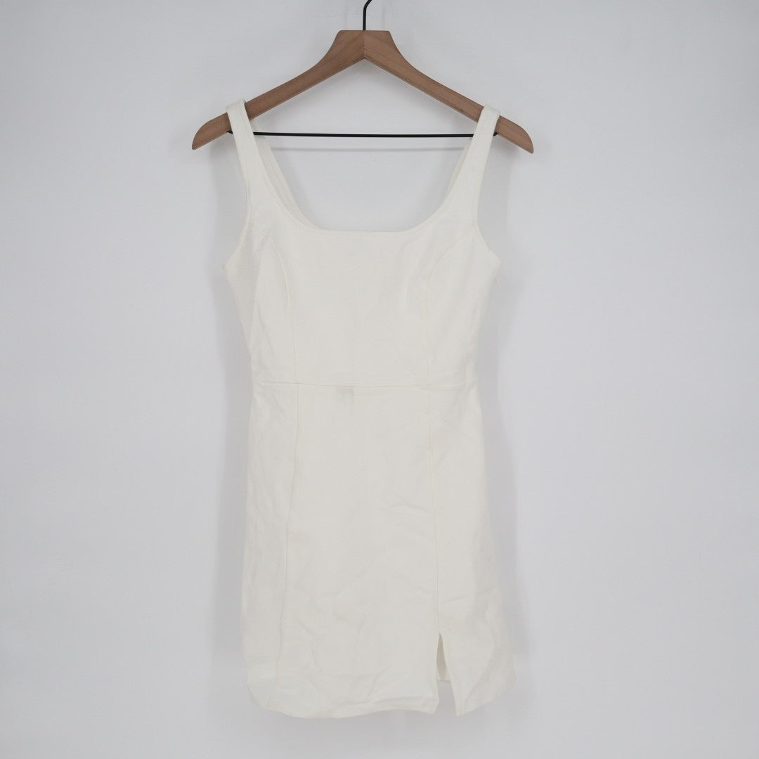 Lulus Always Admired Mini Dress Womens Small White Stretch Side Slit Scoop Neck