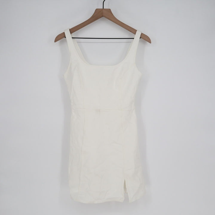 Lulus Always Admired Mini Dress Womens Small White Stretch Side Slit Scoop Neck