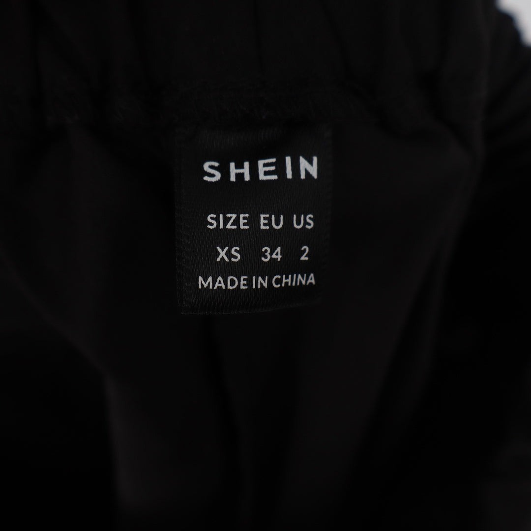 SHEIN Black Cargo Parachute Pants Elastic Waist Toggle Hem XS