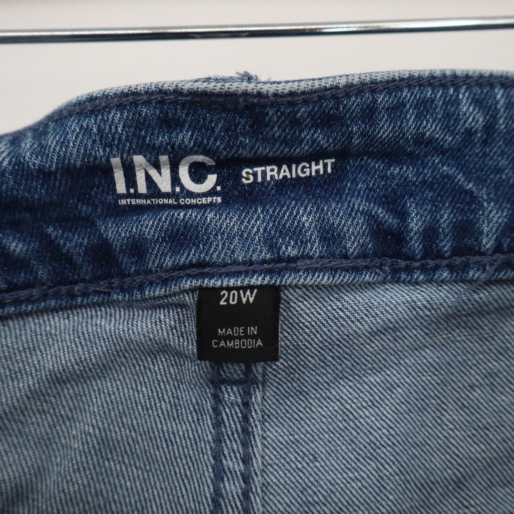 INC International Concepts Women's 20W Studded Straight Leg Jeans Blue