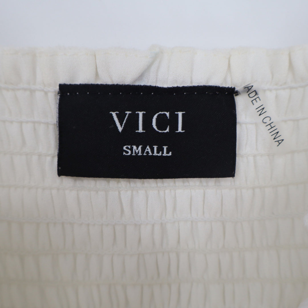 VICI Cream White Ruffle Tie Front Smocked Peplum Camisole Top Small