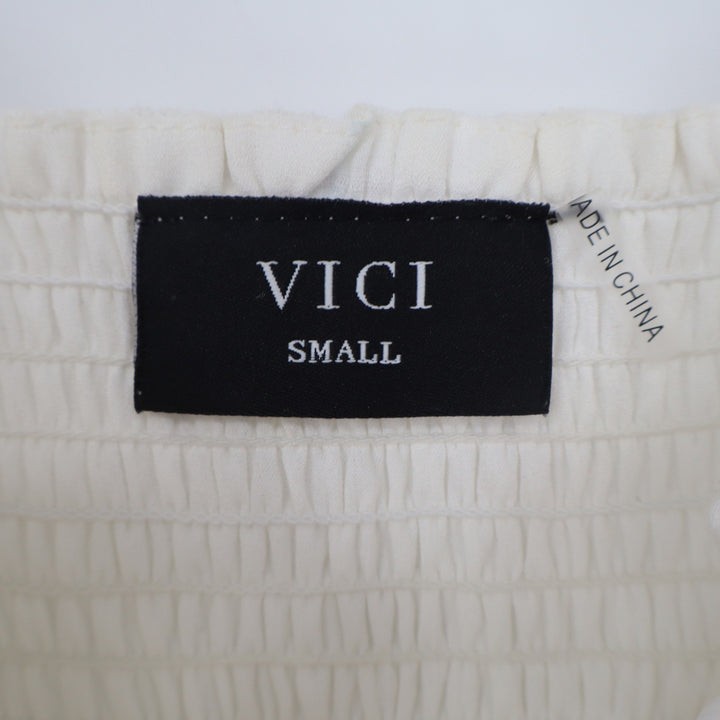 VICI Cream White Ruffle Tie Front Smocked Peplum Camisole Top Small
