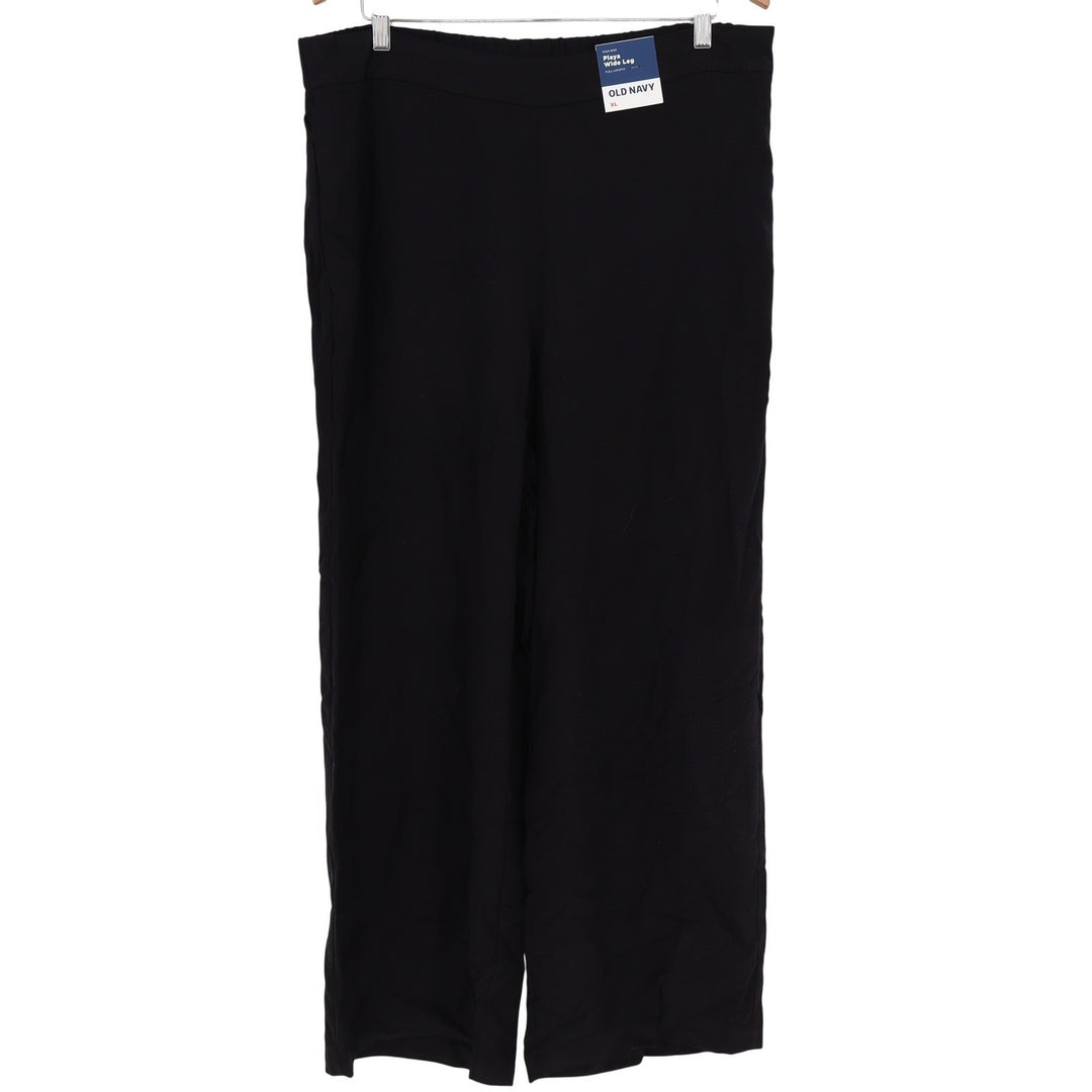 Old Navy Playa Wide Leg Pants Womens XL Black High Rise Rayon Full Length