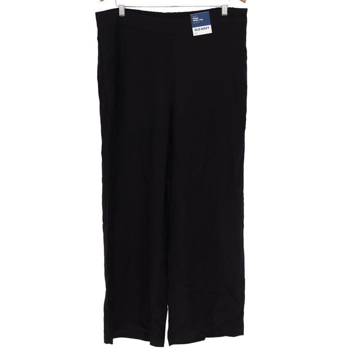 Old Navy Playa Wide Leg Pants Womens XL Black High Rise Rayon Full Length