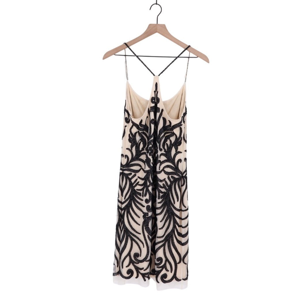 Badgley Mischka Collection Embellished Sheath Vintage Dress Black Beige Size 10