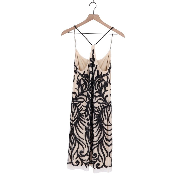 Badgley Mischka Collection Embellished Sheath Vintage Dress Black Beige Size 10