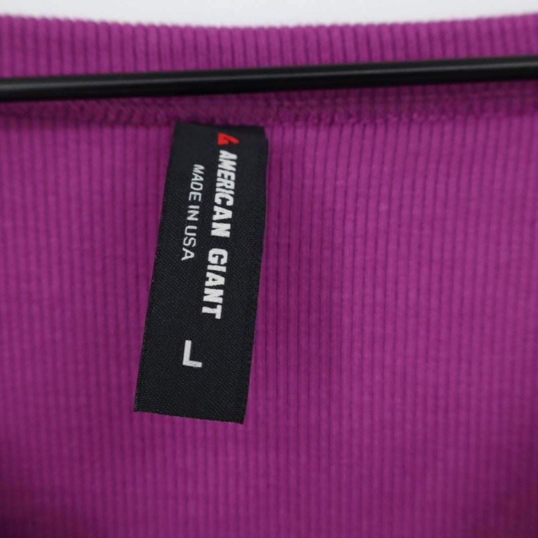 American Giant Luxe Rib V Notch Tee Shirt Womens Large Beauty Berry Relaxed Fit