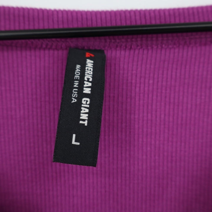 American Giant Luxe Rib V Notch Tee Shirt Womens Large Beauty Berry Relaxed Fit