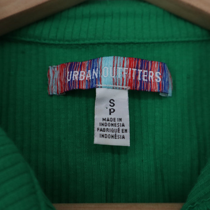 Urban Outfitters Green Ribbed Collared Button Down Halter Crop Top S