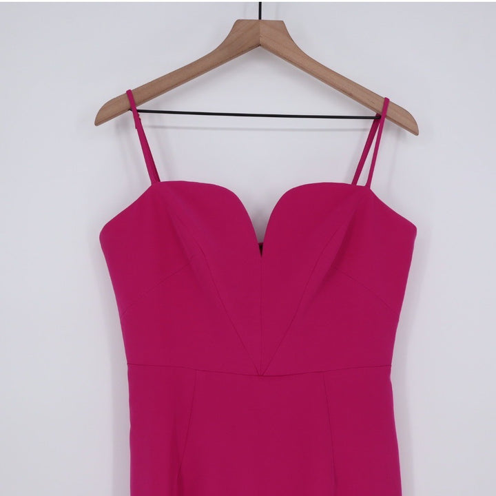Milly Hot Pink V Neck Fit Flare Dress Size 10 Spaghetti Straps