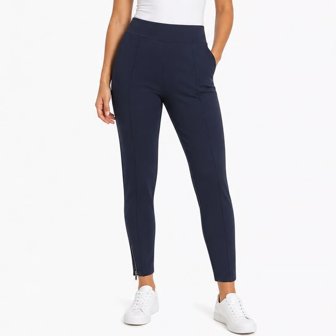 Athleta Stellar Trouser Navy Blue Petite Large Ankle Zip Stretch Pants