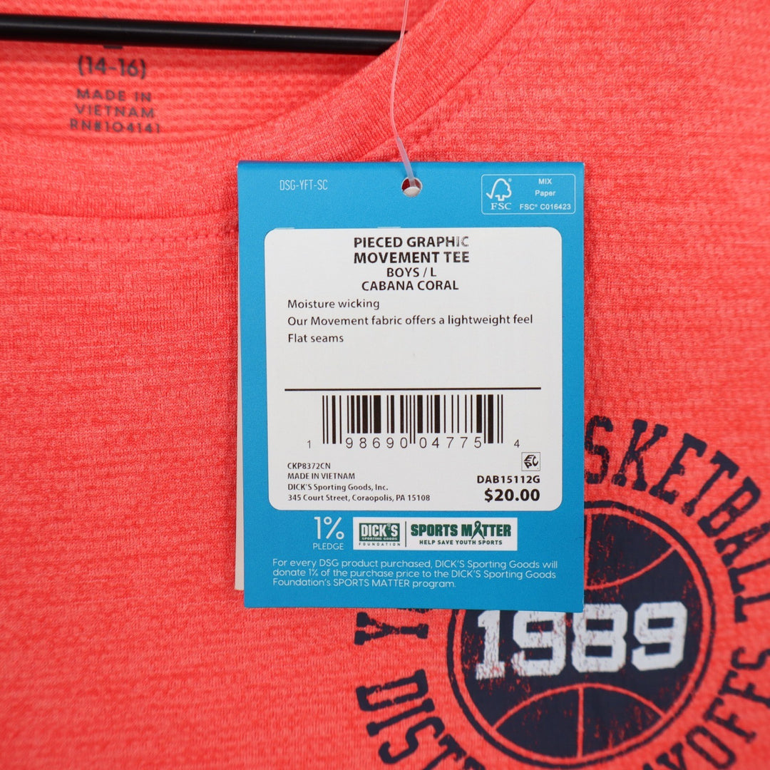 DSG Boys Pieced Graphic Movement Tee Cabana Coral Navy Blue Size L 14-16
