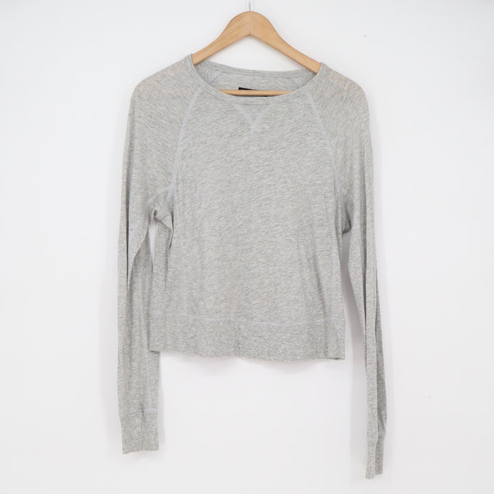 Rag & Bone Top Womens S Raglan Long Sleeve Heather Grey Cropped Excellent