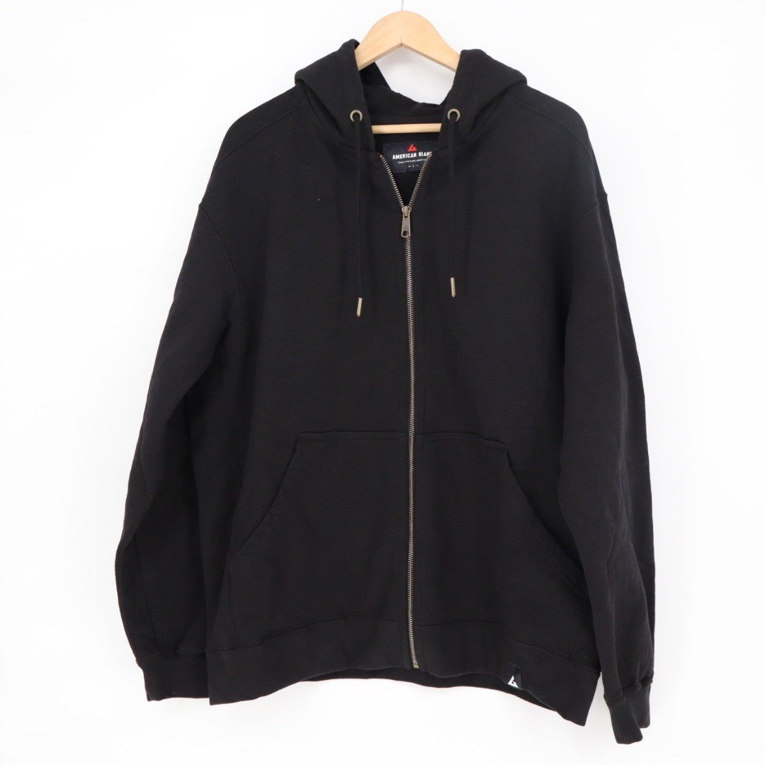 American Giant Full Zip Hoodie Black Cotton Made in USA Mens Size L