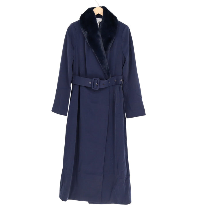 Naked Wardrobe The Statement Trench Coat Womens M Navy Shawl Collar Belted Waist