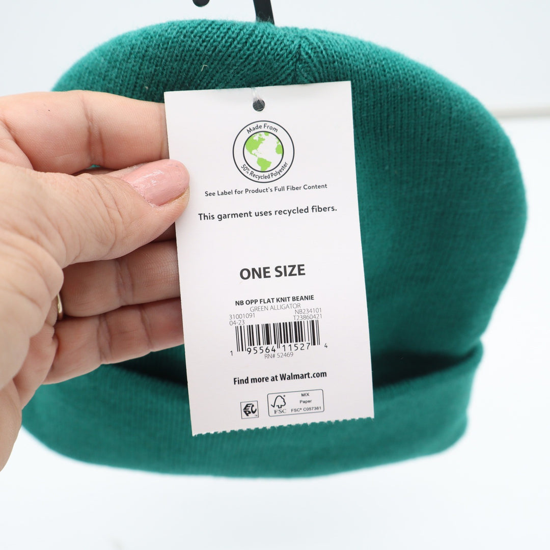 No Boundaries Green Alligator Flat Knit Cuffed Beanie Hat One Size New