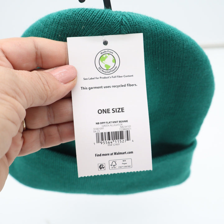 No Boundaries Green Alligator Flat Knit Cuffed Beanie Hat One Size New