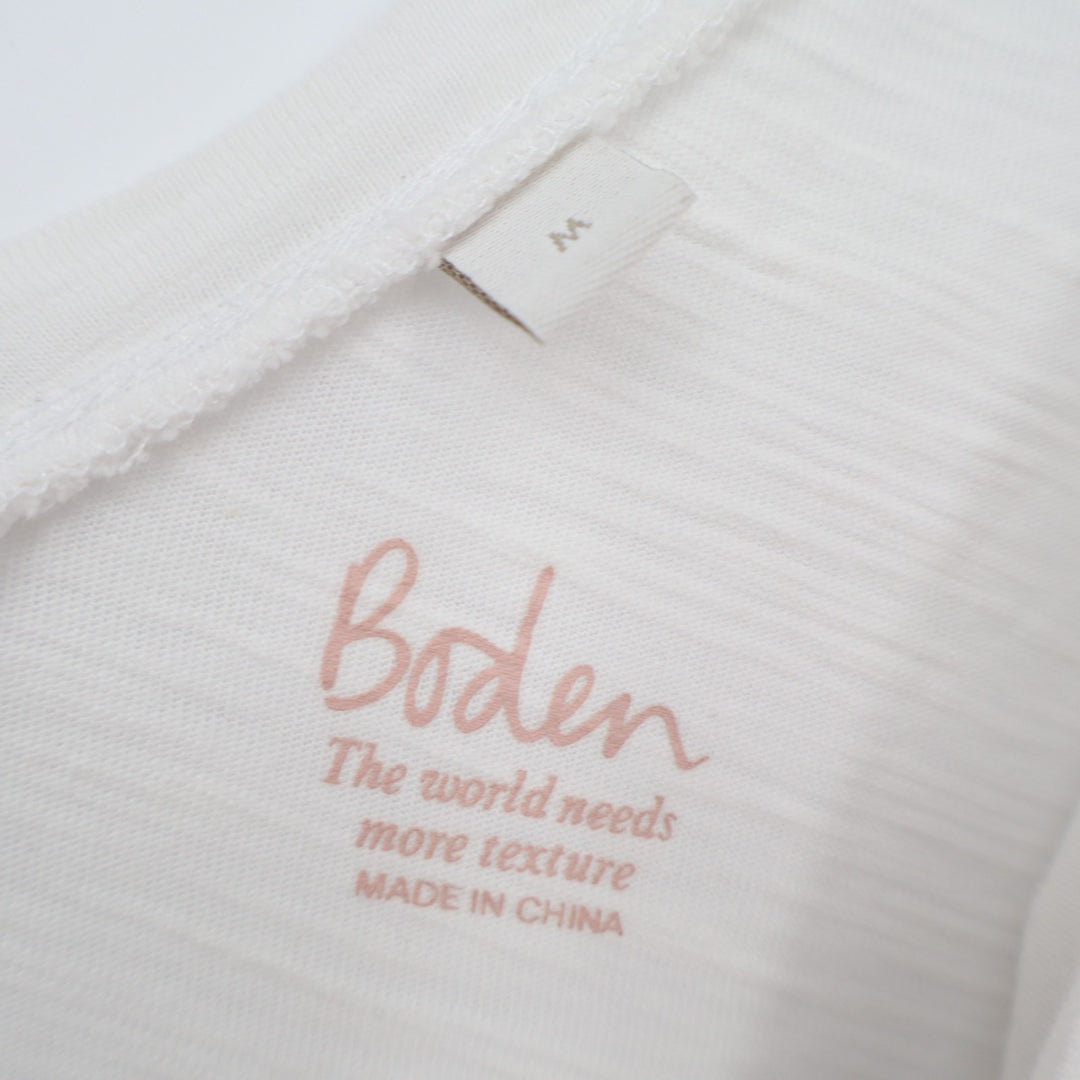 Boden Tank Top Womens Medium White Wide Strap V-Neck Yoga Running Activewear