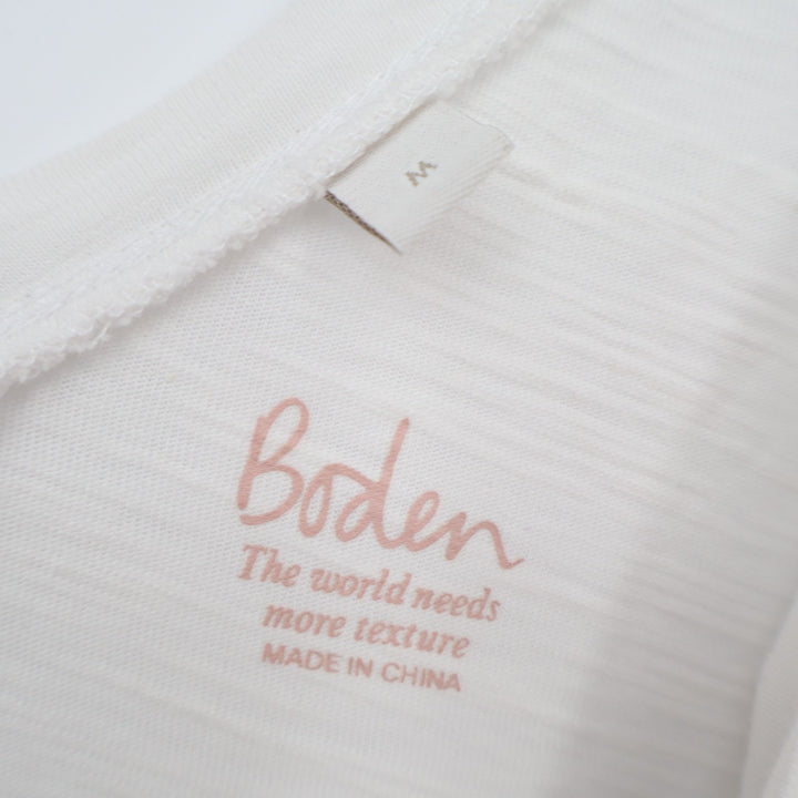 Boden Tank Top Womens Medium White Wide Strap V-Neck Yoga Running Activewear