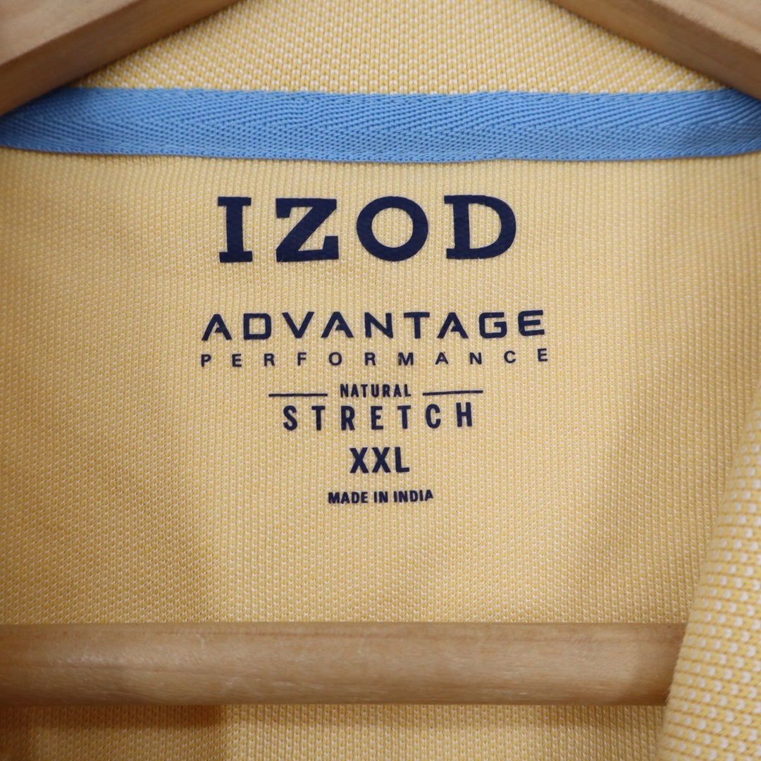 IZOD Advantage Performance Polo Shirt Mens XXL Yellow Short Sleeve Stretch Pique