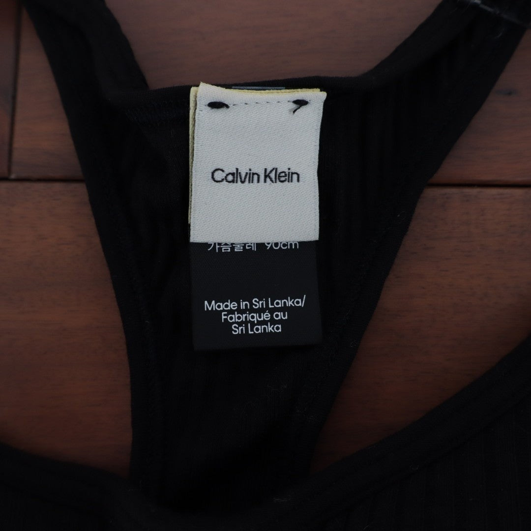 Calvin Klein Bralette Sport Bra Womens Medium Black Ribbed Racerback Scoop Neck
